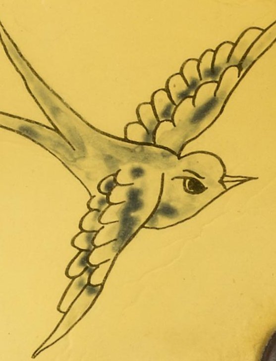 Blue swallow, classic flash, Smithsonian American Art Museum