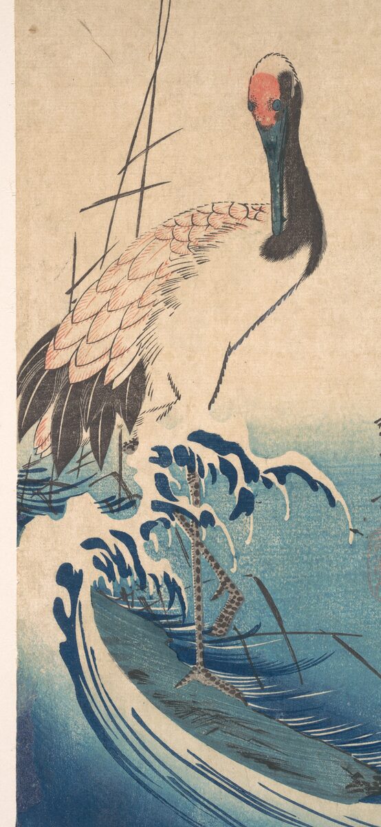 Crane and surf, classic flash, Utagawa Hiroshige
