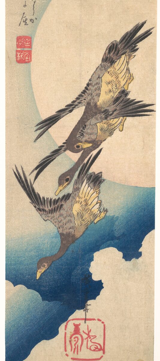 Geese across the moon, classic flash, Utagawa Hiroshige