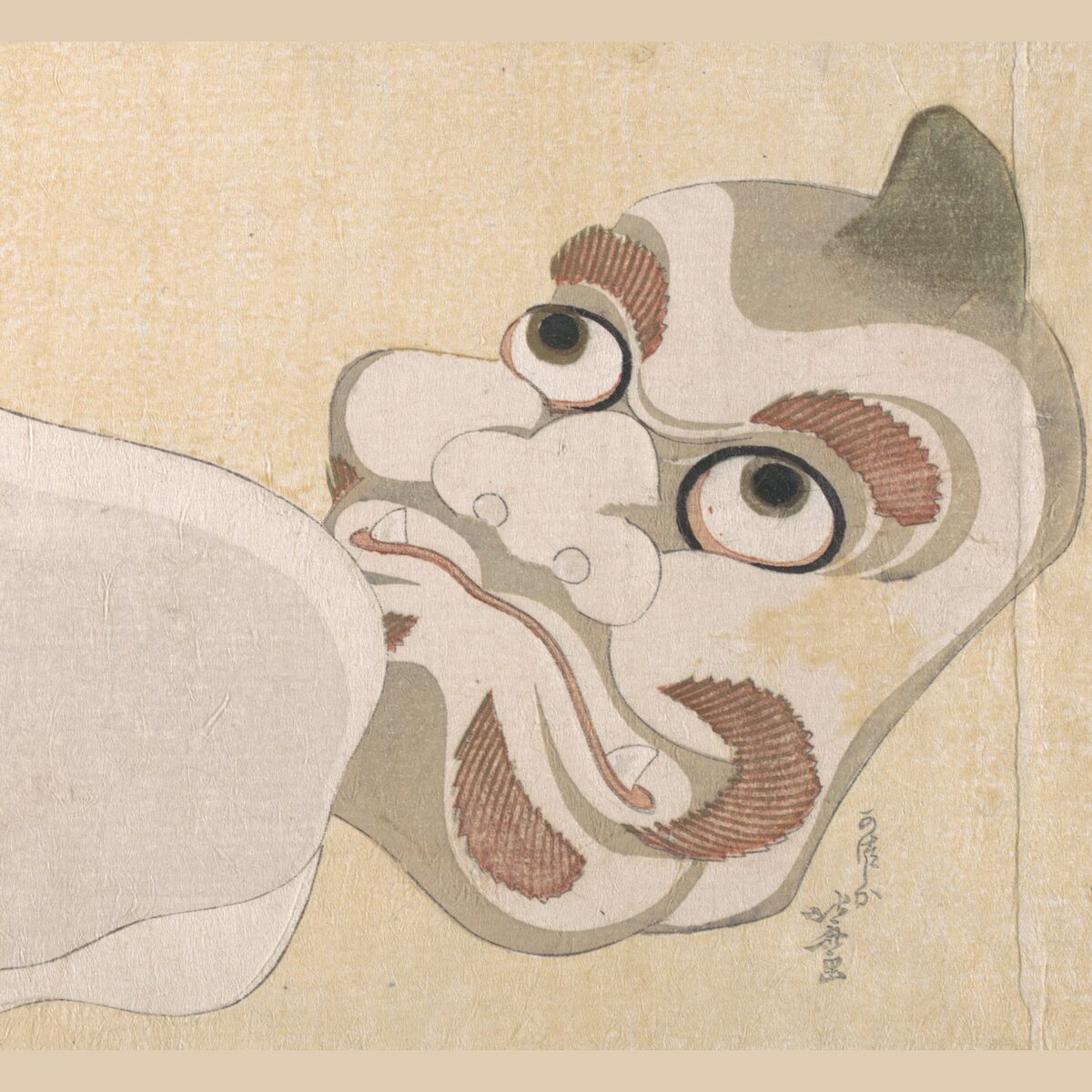 Oni mask, classic flash, Katsushika Hokusai