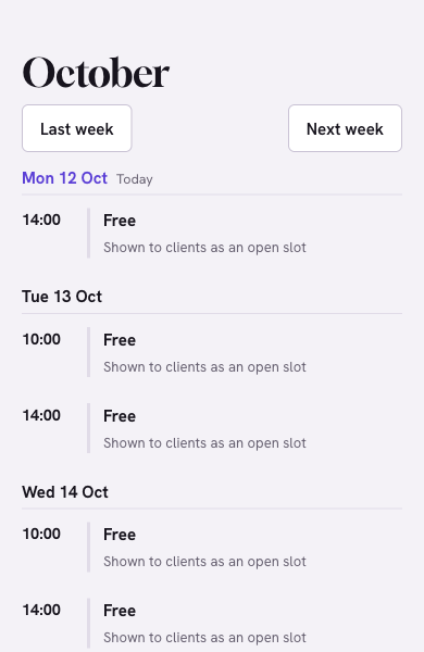 Screenshot of the TattooInn Calendar on a phone